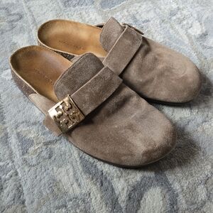 Tory Burch Womens Suede Mule Clogs with Gold Accent Buckle Size 7